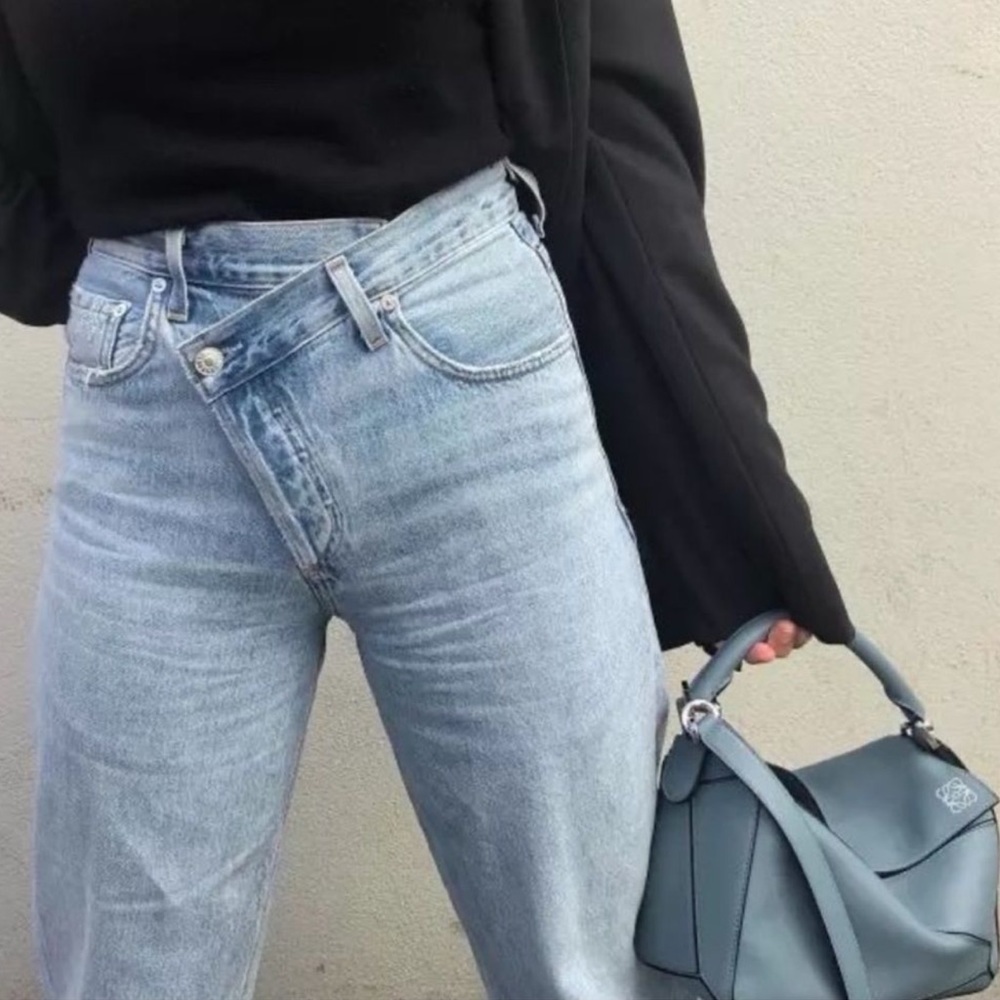 Agolde Criss Cross High Rise Straight Leg Jeans